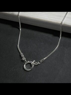 Solid 925 Sterling Silver Chain front box clip for charm necklace